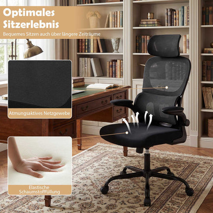Chaise de bureau ergonomique avec soutien lombaire, noire