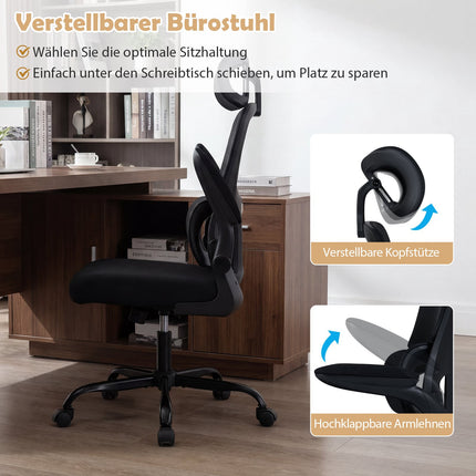 Chaise de bureau ergonomique avec soutien lombaire, noire