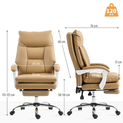 Ergonomischer Bürostuhl mit Lordosenstütze, neigbar, hellbraun