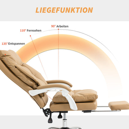 Ergonomischer Bürostuhl mit Lordosenstütze, neigbar, hellbraun
