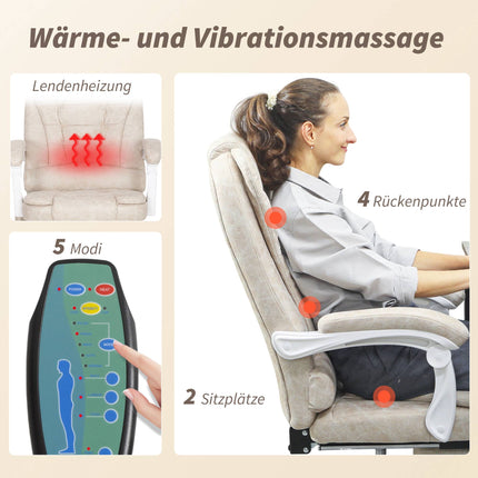 Ergonomischer Bürostuhl mit Massage, Liegefunktion und Fußstütze