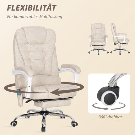 Ergonomischer Bürostuhl mit Massage, Liegefunktion und Fußstütze