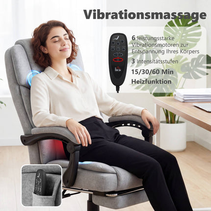 Ergonomischer Bürostuhl mit Massage und Heizung, 135° Neigungsverstellung