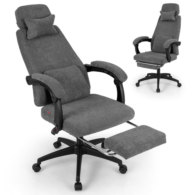 Chaise de bureau ergonomique avec dossier inclinable et repose-pieds