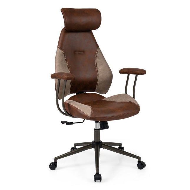 Chaise de bureau ergonomique avec revêtement en suédine et appui-tête réglable