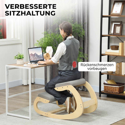 Fauteuil à bascule ergonomique à genoux, gris clair, bois de bouleau