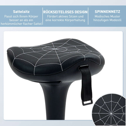 Ergonomischer Stehhocker mit verstellbarer Höhe, Schwarz