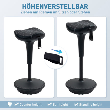 Ergonomischer Stehhocker mit verstellbarer Höhe, Schwarz
