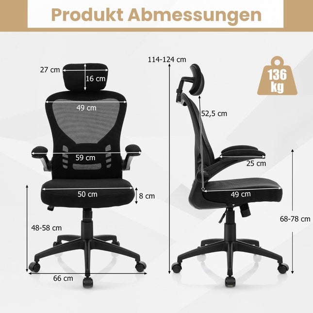 Chaise de bureau ergonomique en maille avec dossier à bascule, chaise de direction pivotante pour PC