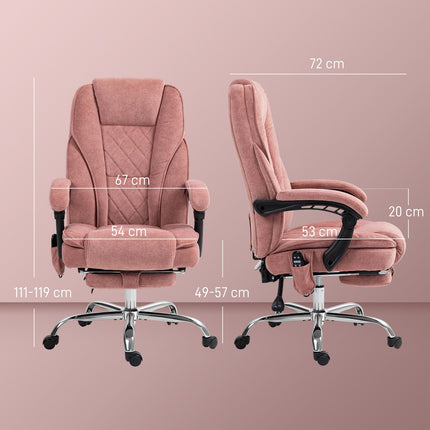 Ergonomischer Bürostuhl mit Massagefunktion, Fußstütze, drehbar, rollbar, pink