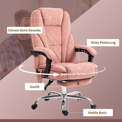 Ergonomischer Bürostuhl mit Massagefunktion, Fußstütze, drehbar, rollbar, pink