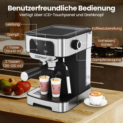 Machine à expresso 20 bars, 1200 W, mousseur à lait, réservoir de 1,8 L