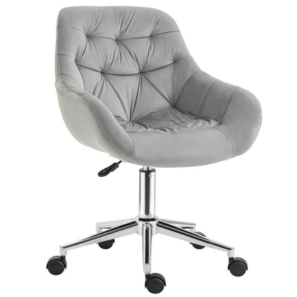 Fauteuil De Direction Chaise De Bureau Réglable En Hauteur, Polyester, Mousse, Métal, Nylon, Gris, 59X58X80-90Cm