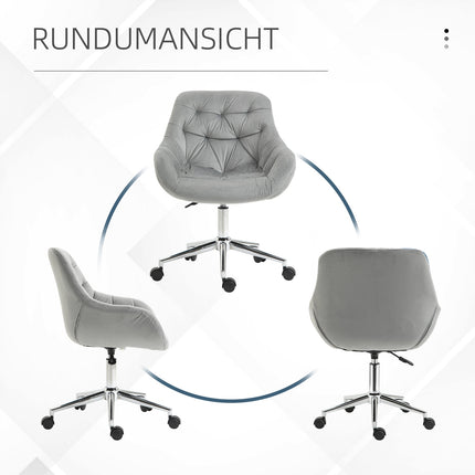 Fauteuil De Direction Chaise De Bureau Réglable En Hauteur, Polyester, Mousse, Métal, Nylon, Gris, 59X58X80-90Cm