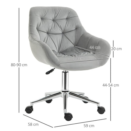 Fauteuil De Direction Chaise De Bureau Réglable En Hauteur, Polyester, Mousse, Métal, Nylon, Gris, 59X58X80-90Cm