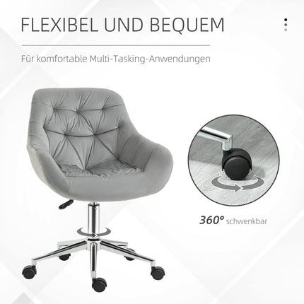 Fauteuil De Direction Chaise De Bureau Réglable En Hauteur, Polyester, Mousse, Métal, Nylon, Gris, 59X58X80-90Cm