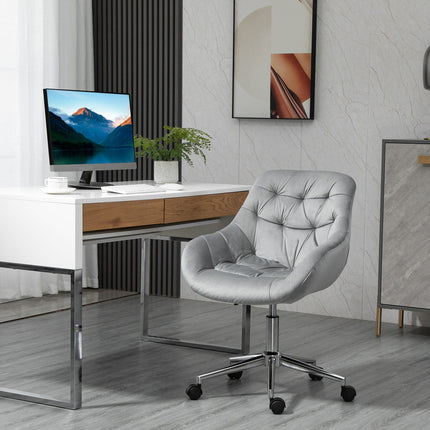 Fauteuil De Direction Chaise De Bureau Réglable En Hauteur, Polyester, Mousse, Métal, Nylon, Gris, 59X58X80-90Cm
