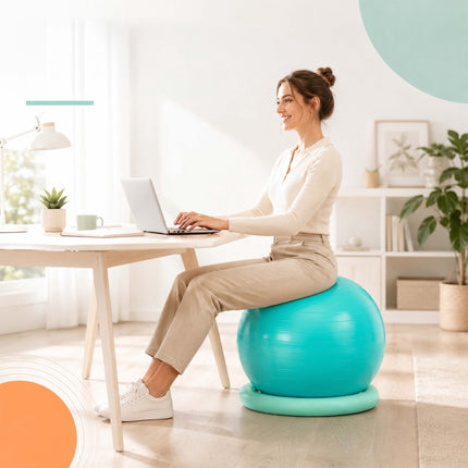 Exercise Ball 65 cm with Stand, Resistance Bands and Pump, Turquoise