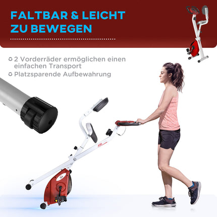 Vélo D'Appartement Vélo D'Appartement Avec 8 Niveaux De Résistance Magnétique Réglable, Réglable En Hauteur Acier Rouge + Blanc 43 X 97 X 109 Cm