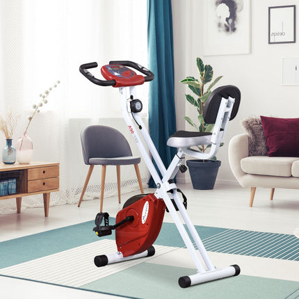 Vélo D'Appartement Vélo D'Appartement Avec 8 Niveaux De Résistance Magnétique Réglable, Réglable En Hauteur Acier Rouge + Blanc 43 X 97 X 109 Cm