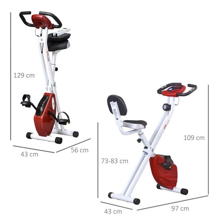 Vélo D'Appartement Vélo D'Appartement Avec 8 Niveaux De Résistance Magnétique Réglable, Réglable En Hauteur Acier Rouge + Blanc 43 X 97 X 109 Cm