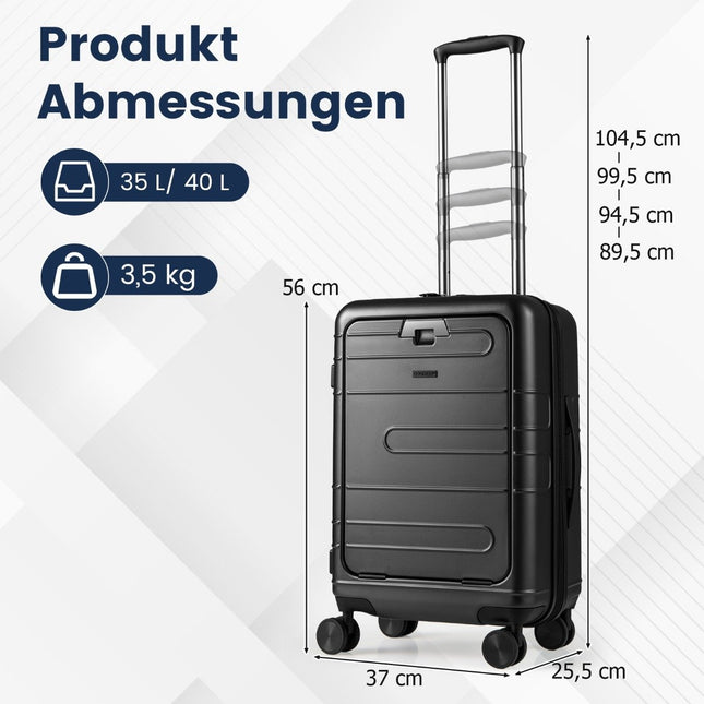 Valise rigide extensible et légère pour PC de 20 pouces avec port USB