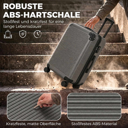 Valise extensible à roulettes de 66 cm en ABS avec serrure TSA, gris foncé