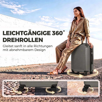 Valise extensible à roulettes de 66 cm en ABS avec serrure TSA, gris foncé
