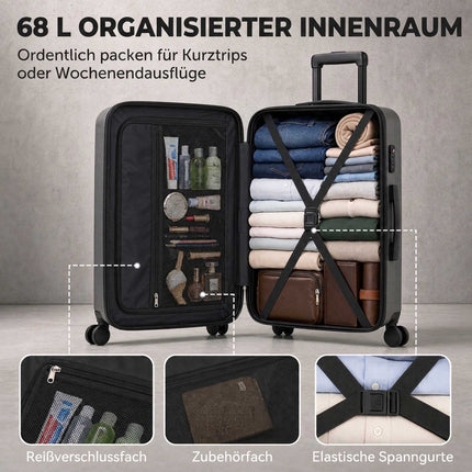 Valise extensible à roulettes de 66 cm en ABS avec serrure TSA, gris foncé