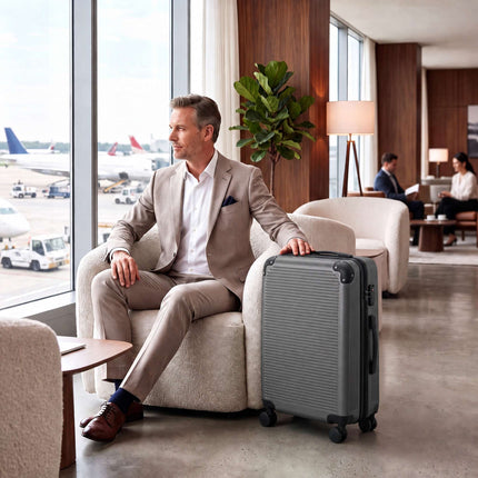 Valise extensible à roulettes de 66 cm en ABS avec serrure TSA, gris foncé