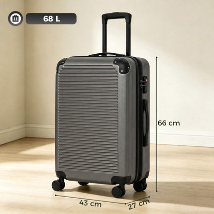 Valise extensible à roulettes de 66 cm en ABS avec serrure TSA, gris foncé