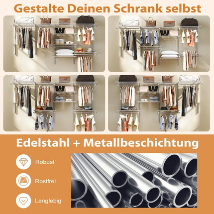 Erweiterbares Schrank-Organizer-System, 122–244 cm, Weiß
