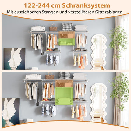 Erweiterbares Schrank-Organizer-System, 122–244 cm, Weiß