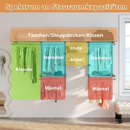 Erweiterbares Schrank-Organizer-System, 122–244 cm, Weiß