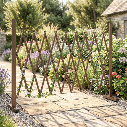 Clôture de jardin extensible, aluminium-fer, marron, 31-250 cm