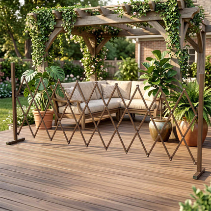 Clôture de jardin extensible, aluminium-fer, marron, 31-250 cm