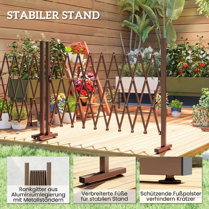 Clôture de jardin extensible, aluminium-fer, marron, 31-250 cm