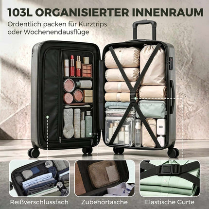 Valise rigide extensible, 77 cm, gris foncé, serrure TSA