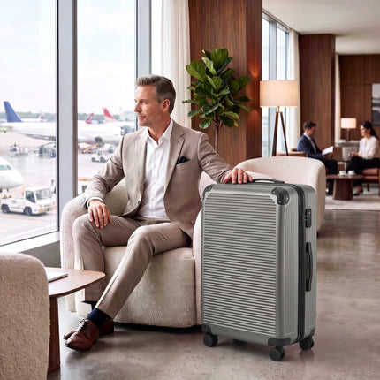 Valise rigide extensible, 77 cm, gris foncé, serrure TSA