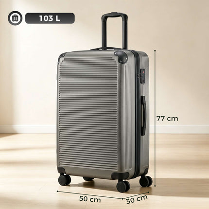 Valise rigide extensible, 77 cm, gris foncé, serrure TSA
