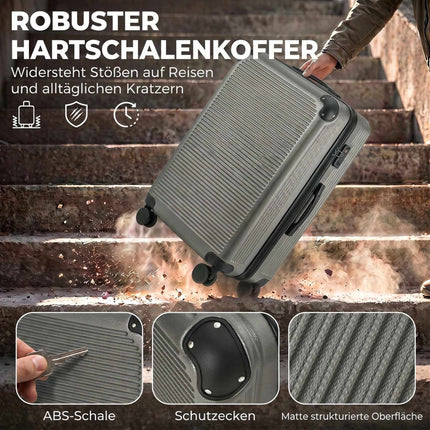Valise rigide extensible, 77 cm, gris foncé, serrure TSA