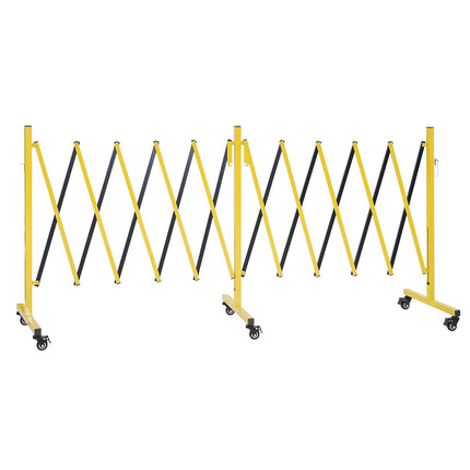 Expandable Safety Barricade, 18ft, Locking Casters