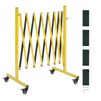 Expandable Safety Barrier 12 Ft, Locking Casters, Foldable