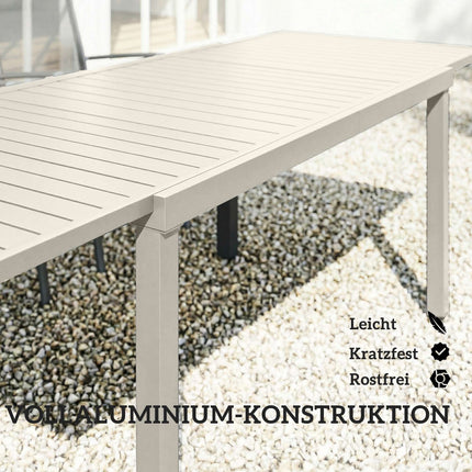 Table de jardin extensible en aluminium pour 6 à 8 personnes