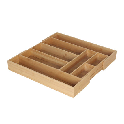 Plateau à couverts extensible en bambou - Réglable, 6 à 8 compartiments