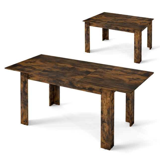 Table de salle à manger extensible, 4 à 6 couverts, marron rustique, capacité de charge 110 kg