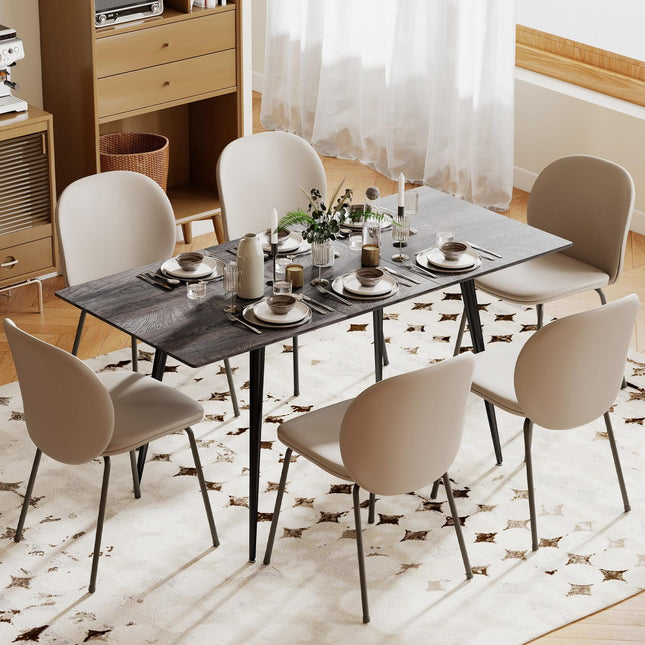 Table de salle à manger extensible pour 6 à 8 personnes, pieds en acier, plateau en MDF