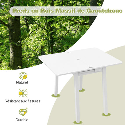Table de salle à manger pliante extensible avec rangement, 4 couverts, blanche