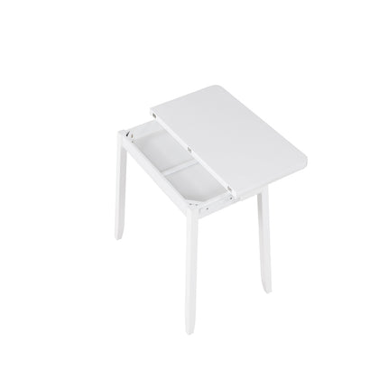 Table de salle à manger pliante extensible avec rangement, 4 couverts, blanche