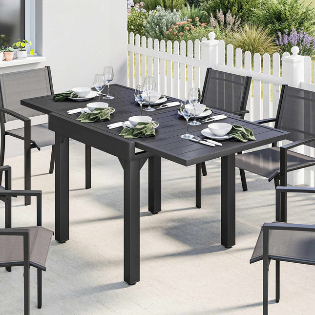 Table de jardin extensible, 80-160 cm, plateau en aluminium